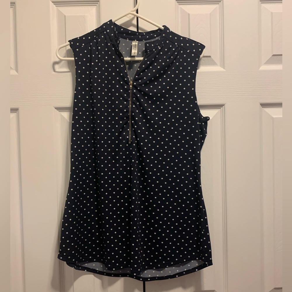 Polka Dot Navy Blouse - XL